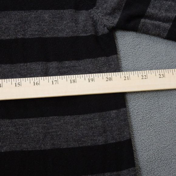 Paper Denim Cloth Mens Sweater Medium Black Grey Stripe VNeck Casual Work Office - Picture 4 of 10